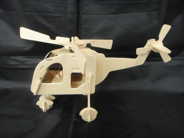 DIY Solar Power Educational Toys Helicopter Wooden Airplane Toy For Kids