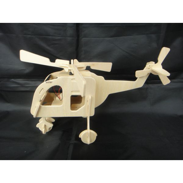 DIY Solar Power Educational Toys Helicopter Wooden Airplane Toy For Kids