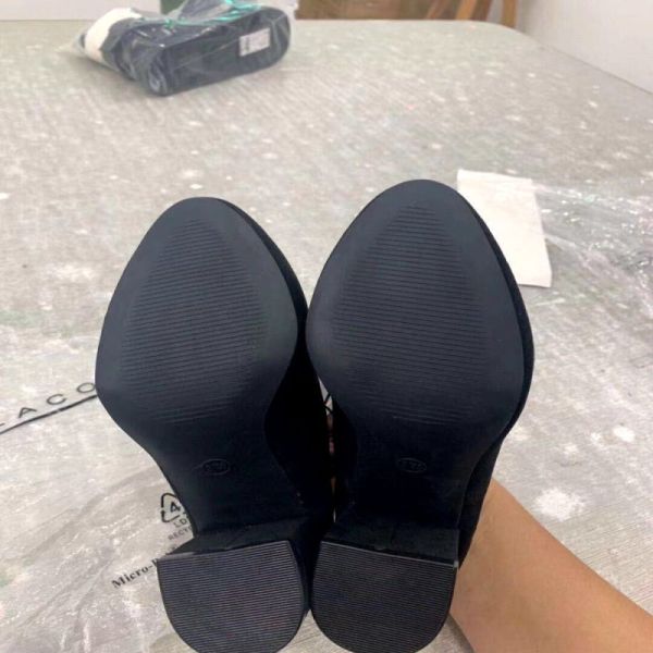 Black Elegant Suede High Heel Shoes Stiletto And Chunky Heels