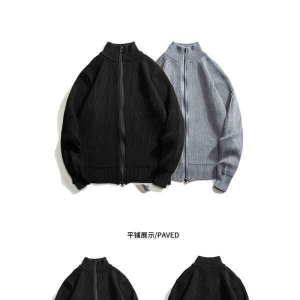 Zipper Cardigan Men's Turtleneck Knitted Sweater with 100% Polyester in Spring Season