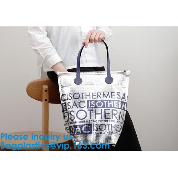 Insulated Thermal Non Woven Aluminum Foil Cooler Bag For Frozen Food,Reusable Insulated Aluminum Foil Thermal Lunch Cool