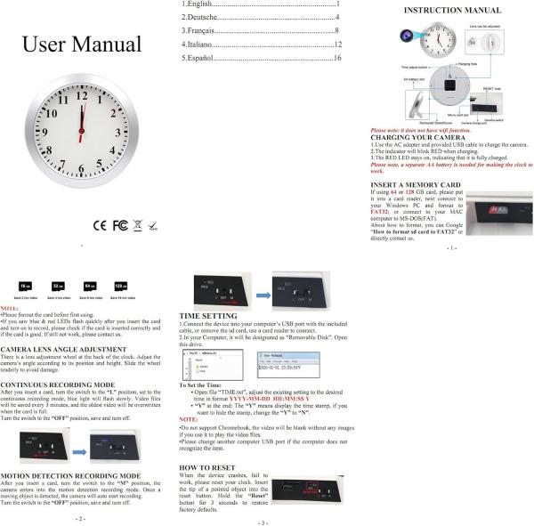 Security Plastic Mini Hidden Camera WIFI Wall Clock Hidden Camera