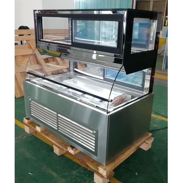 Stainless Steel Bakery Glass Showcase , Display Refrigerated Cabinet For Supermarkets