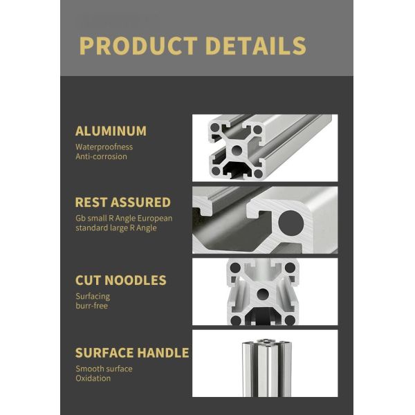 Profilé en alliage d'aluminium extrudé 40*80, profilé en aluminium extrudé à fente en T