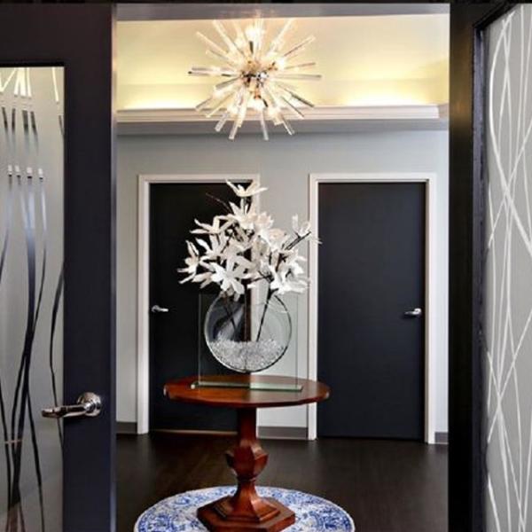 Solid Wooden Composite Front Doors , Interior Double Swing French Doors Long Lifespan
