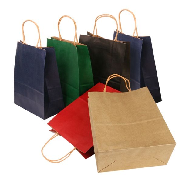 Eco Friendly Printed Recycled Paper Bags Kraft Shopping Paper Wine Bag