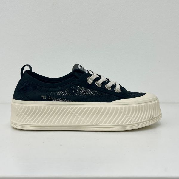 Mid Top Breathable Mesh Sneakers Black Womens Fashion Trainers