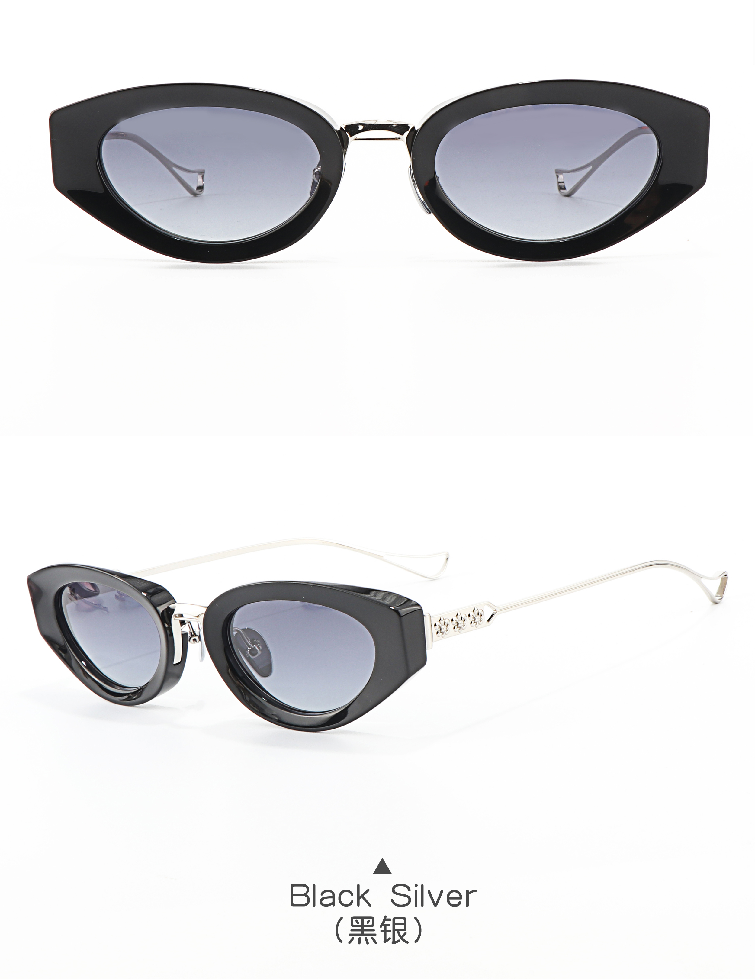 Fashion Cat Eye UV400 Protection Acetate Frame with Metal Embellishment Bulk Supplier Brand High-quality Sunglasses for Women