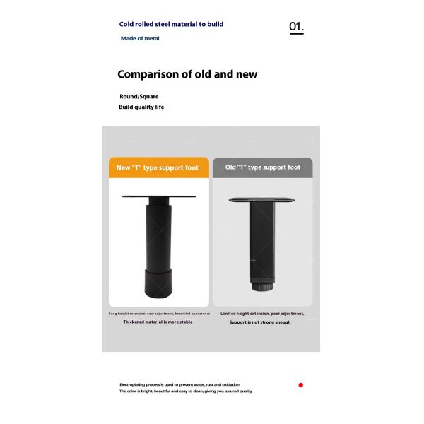 New T-type Black Thickened Adjustable Sofa Legs Simple Advanced Metal Furniture Table Legs