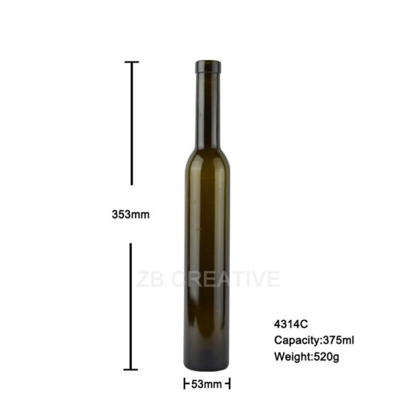 375ml Slim Ice Wine Glass Bottle Bar Closure Dessert Mead Packaging 4314C