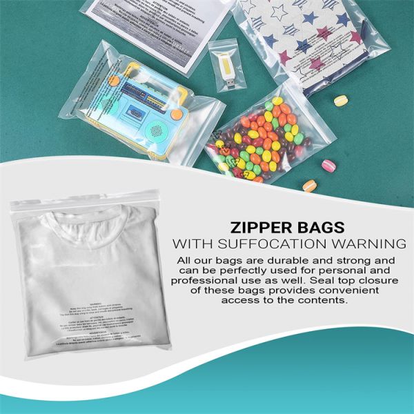 Secure Zipper Closure Custom Logo Print Polybags for Suffocation Warning and Security