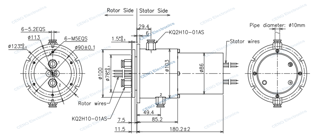 0 - соединение 480V AC/DC пневматическое роторное с кольцом выскальзывания электрического соединителя/сигнала локальных сетей