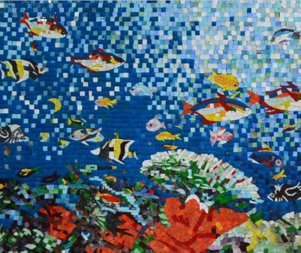 Sea Creatures Exquisite Mosaic Tiles Designs Patterns , Large Mosaic Garden Wall Art