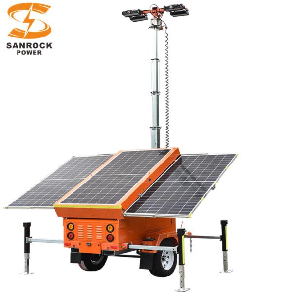Monocrystalline Solar Light Trailer Portable Lighting Towers 6.5/7.5/9M Height Adjustable