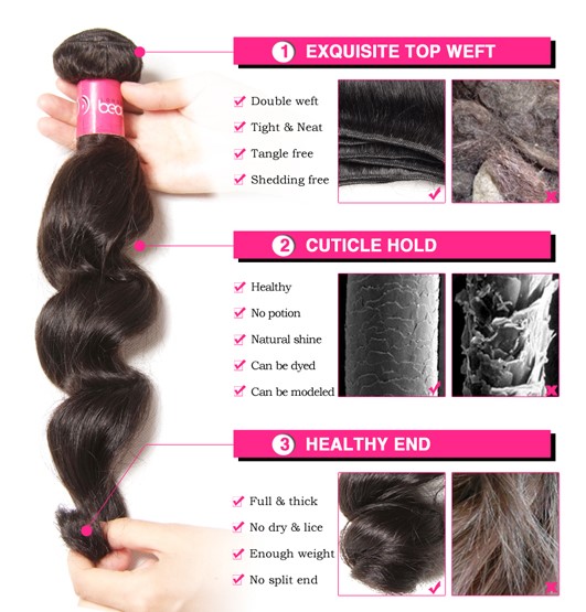 Здоровье 7А освобождает человеческих волос девственницы волны расширение волос бразильских Уньпросессед