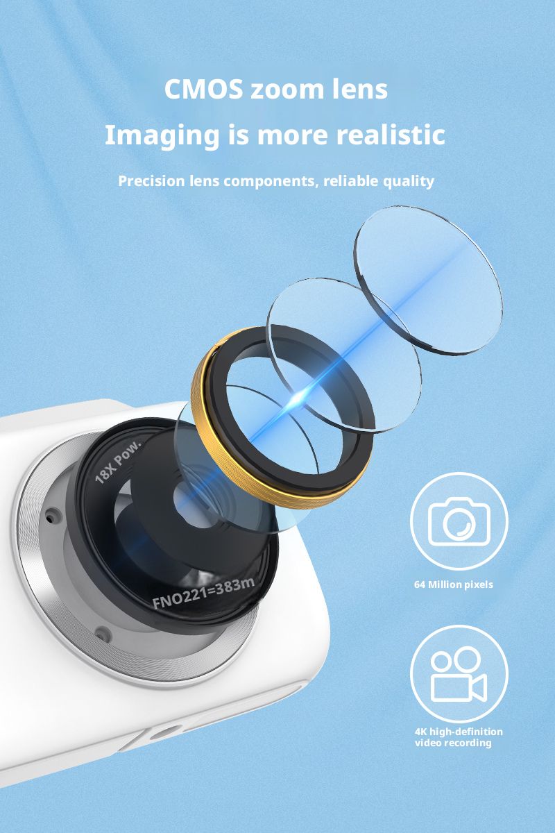 4K 64MP Optical Zoom Digital Camera 16x Electronic Image Stabilization HD Screen Auto Focus Smile Capture Compact Portable