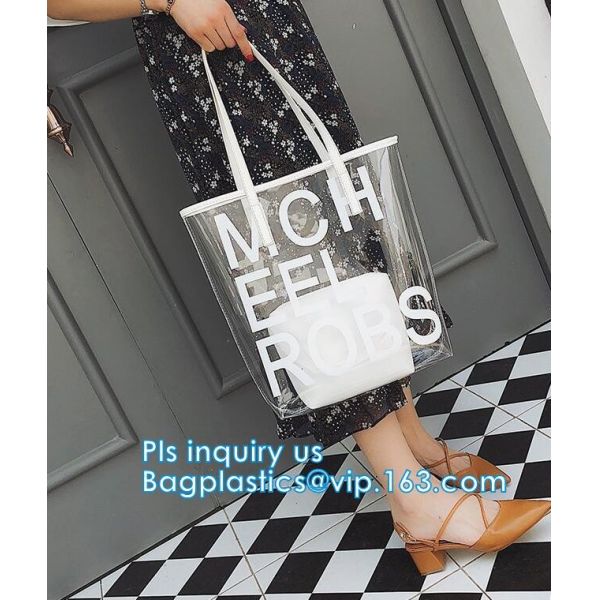 Makeup Bag with Shoulder Strap Pro Round Bag, rope handle clear Transparent tote bag, stadium clear vinyl pvc zipper bag