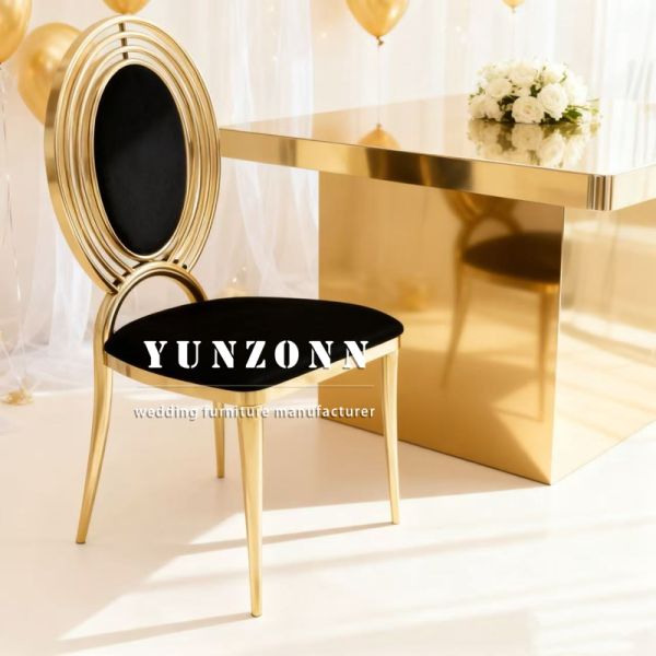 Hot Sales Wholesale Popular Outdoor Hall Event Rental Modern Gold Metal Frame Wedding Chairs Events