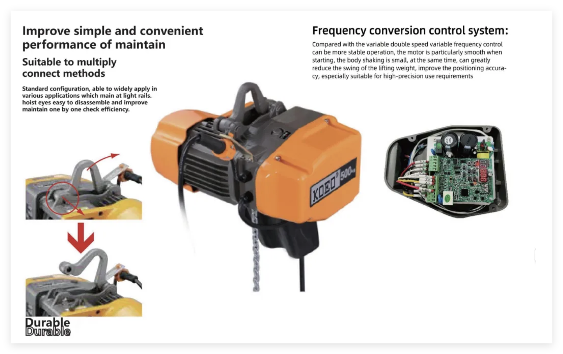 1.1KW 1 Ton Electric Hoist Traveling Type Industrial Electric Hoist IP55 For Precise Lifting