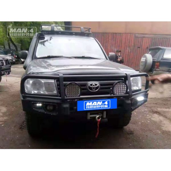 LC100 Black Steel Bumper Front Offroad Bull Bar With 3 Loop