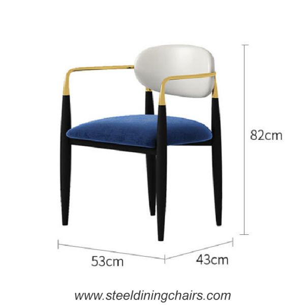 Leather Upholstery Armrest Stainless Steel Dining Chairs  For Kitchen