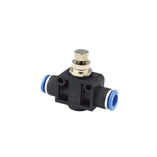 Rotatable Pneumatic Tube Fittings Gray Plastic Body NSF Brass Throttle Valve Straight