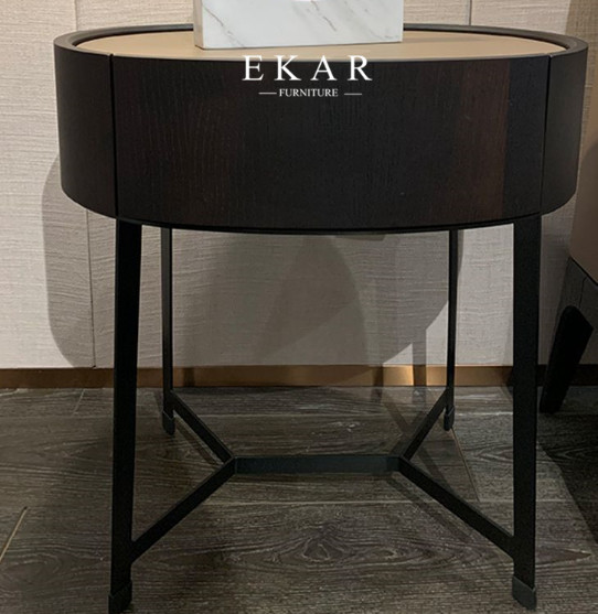 Modern Style bedroom furniture set MDF wooden nightside simple design round night stand