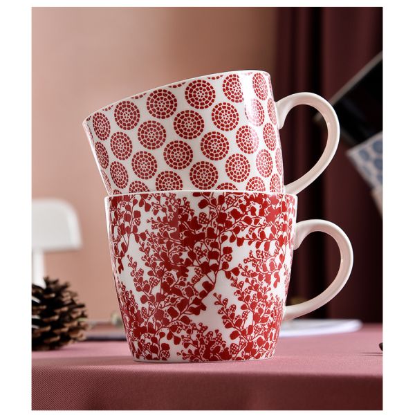 Round Colored Ceramic Porcelain Mugs Porcelain Latte Cups OEM