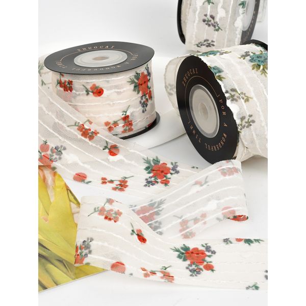 Цветочная печатная персонализированная лента 4 см