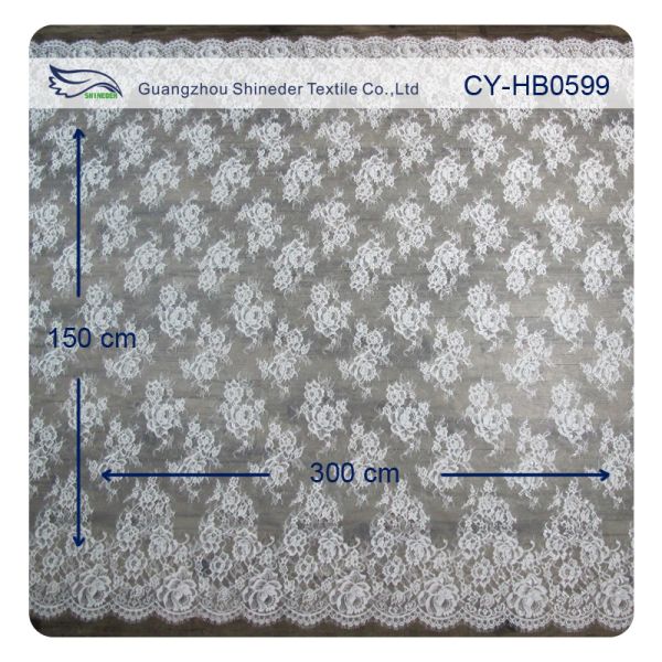 Custom Elastic Bridal Eyelash Lace Trim , White Bridal Lace Fabric