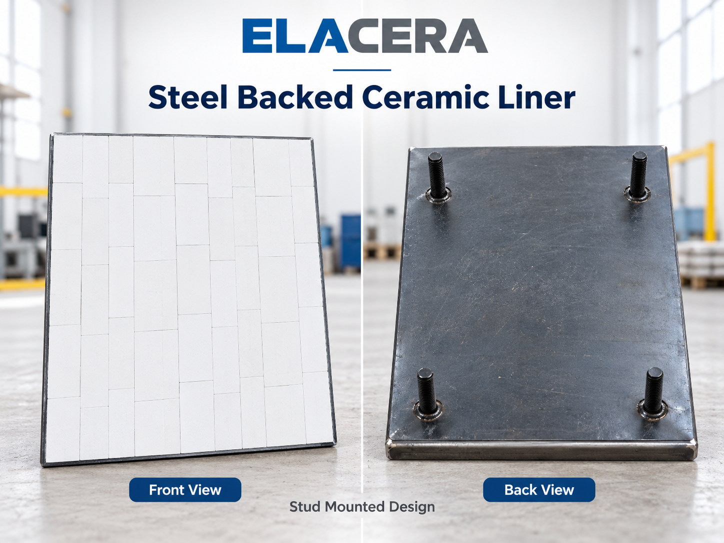 Steel Backed Alumina Ceramic Liner for Chutes and Hoppers