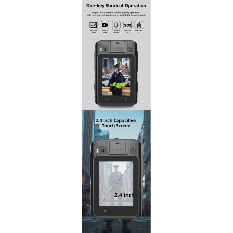 Portable 4G Body Worn Camera HD 1080P 40MP 2.4'' IR Night Vision Waterproof Body Camera With WIFI&GPS&BT Function