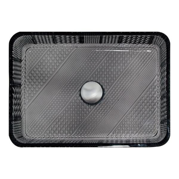 European Style Rectangular Shaped Glass Wash Basin Transparent Black Sink