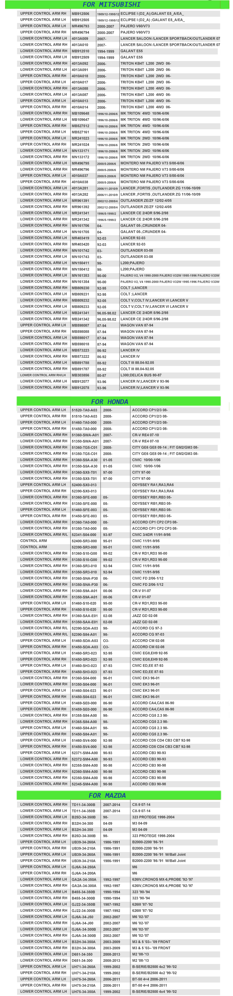 TREATON AUTO PARTS OEM 48640-50050 48620-50050 CONTROL ARM for LS430 With High Quality
