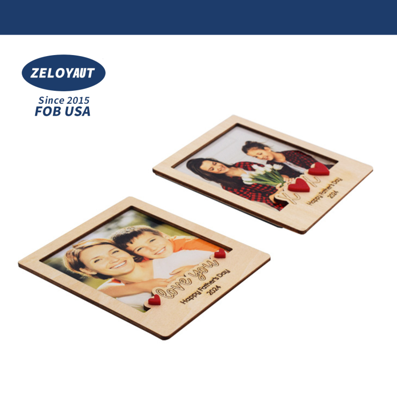 ZELOYAUT Customizable 95*95mm MDF Photo Frame Blanks Sublimation Heat Press Wood Magnets for Fridge Decoration Sublimation Wood