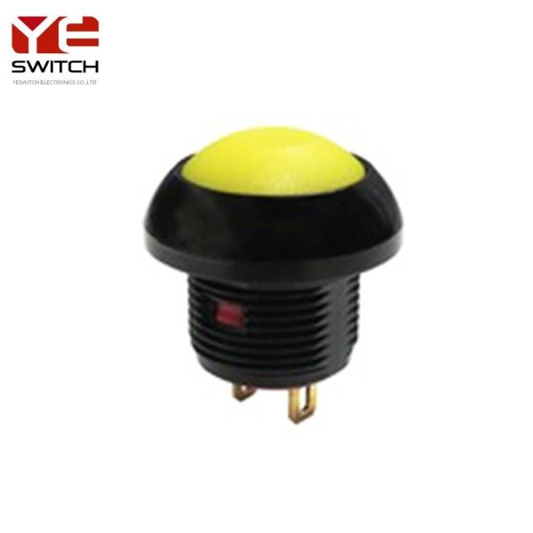 Threaded Bushing Mini Waterproof Momentary Push Button Switch Yellow Normally Open 2N