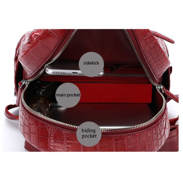 Custom logo crocodile skin bag backpack for ladies