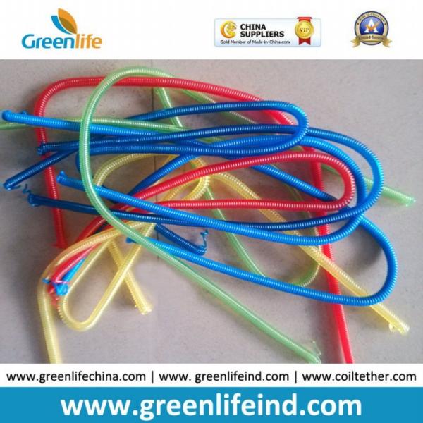 Transparent Green PU Coating Coiled Cable Tool Lanyard Ropes ready for Ends Assembly