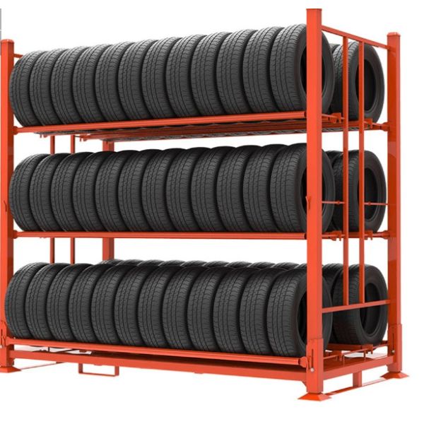 Adjustable Heavy Foldable Steel Stacking Pallet Detachable Metal Storage Tyre Rack