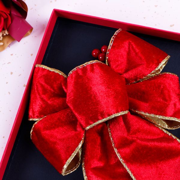 2024 Arcos de cinta grande con borde de alambre Arco de corazón impreso Decoración de San Valentín hecha a mano