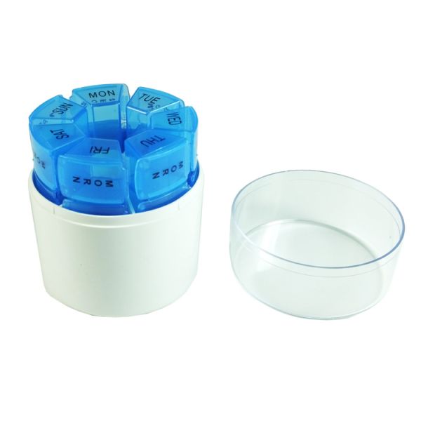 Hot selling Cylndrical Weekly Pill Box Colorful Medicine Pill Case Organizer