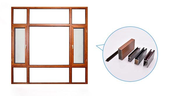 Indoor Wood Grain Windo Aluminium Profile 10 Year Quality Guarantee Customized