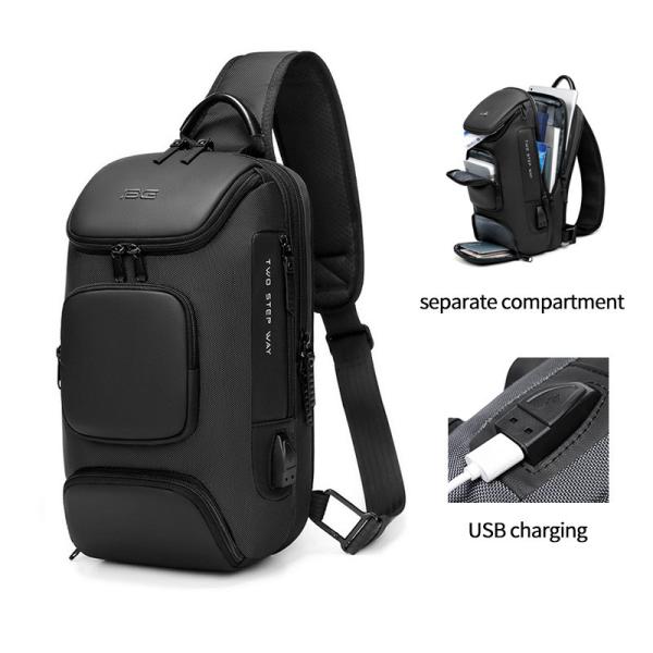 Factory wholesale custom LOGO fashion anti theft men customized waterproof shoulder chest crossbody sling bag for men