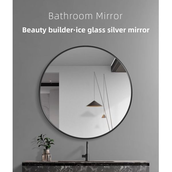 Modern Style Wall-Mounted Bathroom Vanity Mirror Black Stainless Steel Frame Touch Switch IP44 Waterproof Rating for Apartment