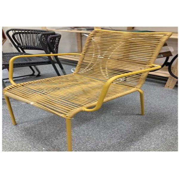 Steel Frame Outdoor Garden Rattan Chair Stackable 76cm