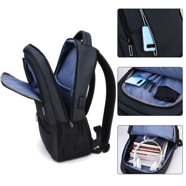 External USB Charging Backpack Men Laptop Waterproof Nylon School Bags