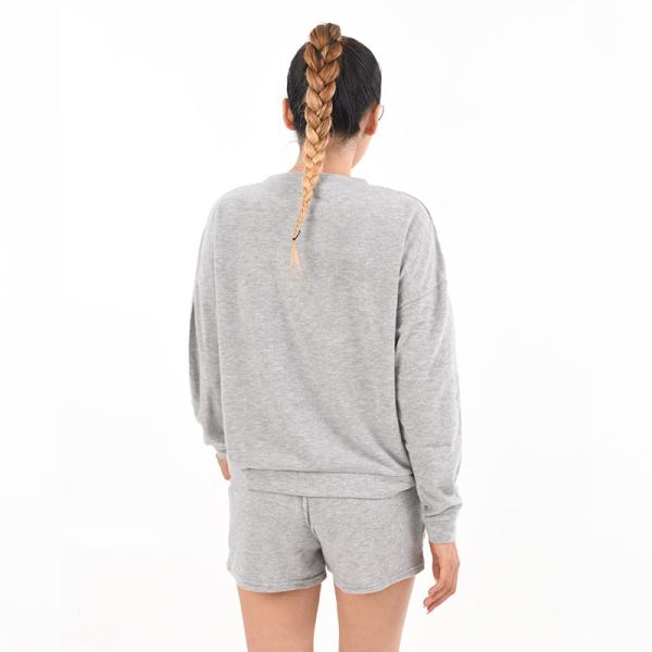 Das mulheres macias amanteigadas dos pijamas camisetas super e short de Crewneck da luva por muito tempo