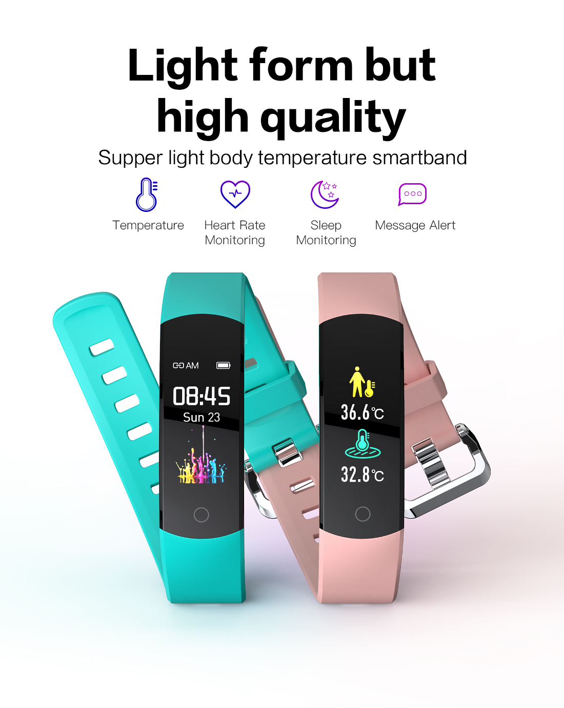 Wristband отслежывателя фитнеса Smartwatch HRS3300 C16 температуры тела 0,96 дюймов TFT