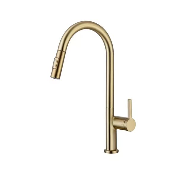 Deck Mounted Single Hole Kitchen Sink Faucets with Pull Down Sprayer