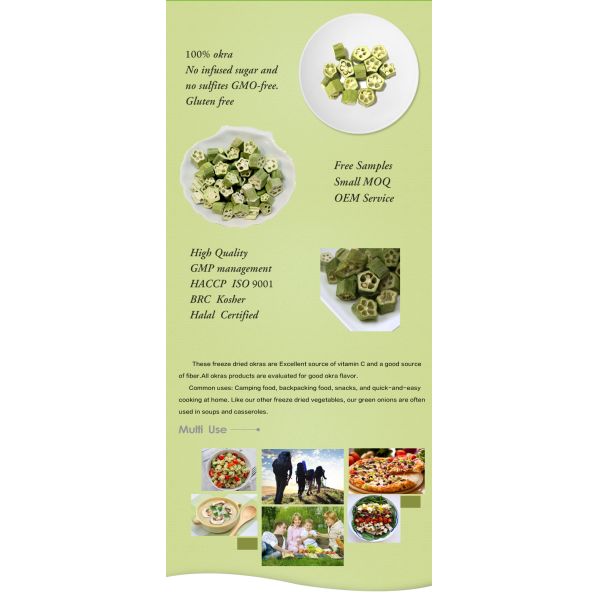 Chinese Qualified Supplier Freeze Dried Okra Cross Cut